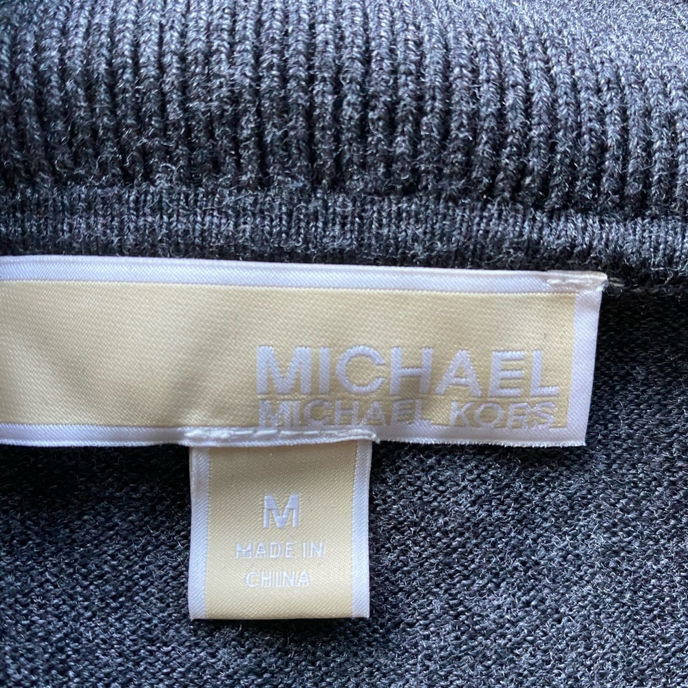 MICHAEL KORS Gray Cowl Neck Sweater with Side Tie - Picture 3 of 4